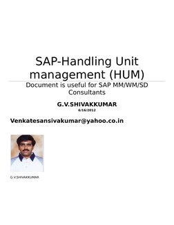 SAP-Handling Unit
management (HUM)
Document is useful for SAP MM/WM/SD
Consultants
G.V.SHIVAKKUMAR
6/16/2012