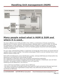 Handling Unit management (HUM)
Many people asked what is HUM & SUM and 
where it is used..
The basic difference b/n HUM and S
