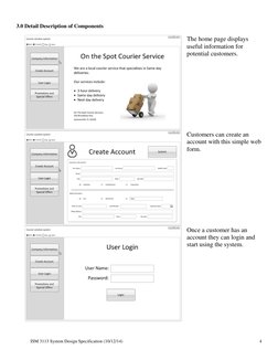 ISM 3113 System Design Specification (10/12/14) 
 
 
 
4 
 
3.0 Detail Description of Components 
 
 
The home page display
