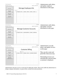 ISM 3113 System Design Specification (10/12/14) 
 
 
 
7 
 
Administrators add, delete, 
and update employee 
information o