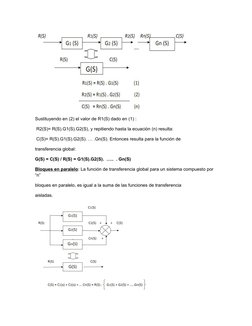 Sustituyendo en (2) el valor de R1(S) dado en (1) : 
 R2(S)= R(S).G1(S).G2(S), y repitiendo hasta la ecuación (n) resulta: