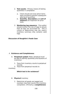 2.
Test counts - Primary means of testing 
quantities in compilation.
a.
Client should not know which items 
were counted t