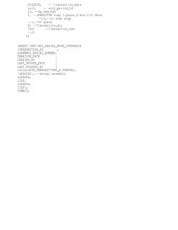 SYSDATE,    -- transaction_date
      null,    -- acct_period_id
      10, --Op_seq_num
      1, --oPERATION step 1-Que