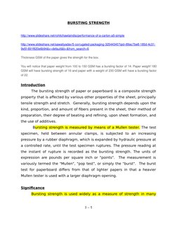 BURSTING STRENGTH
http://www.slideshare.net/rohitchawlaindia/performance-of-a-carton-a5-simple (http://www.slideshare.net/roh