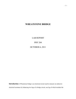 Wheatstone Bridge Lab Report Analysis | PDF | Resistor | Electrical ...