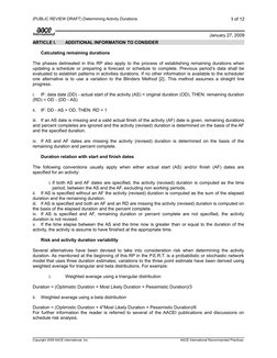 8 of 12
ARTICLE I.
ADDITIONAL INFORMATION TO CONSIDER
Calculating remaining durations
The phases delineated in this RP also a