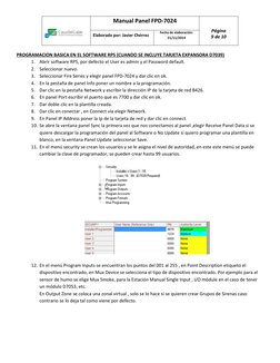 Manual Panel FPD-7024 
 
Página 
9 de 10 
Elaborado por: Javier Chérrez 
Fecha de elaboración:       
21/11/2014 
 
PROGR