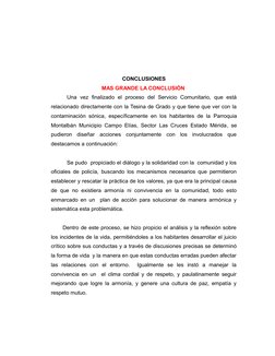 CONCLUSIONES
MAS GRANDE LA CONCLUSIÓN 
Una  vez  finalizado  el  proceso  del  Servicio  Comunitario,  que  está
relacionado