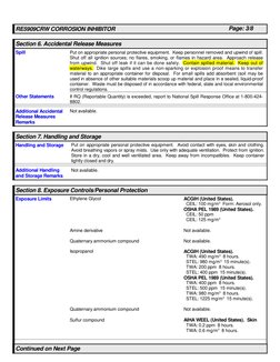 RE5909CRW CORROSION INHIBITOR
Page: 3/8
Put on appropriate personal protective equipment. Keep personnel removed and upwind o
