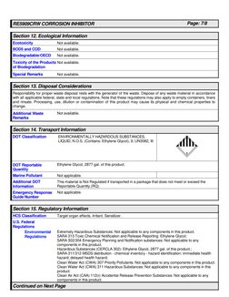 RE5909CRW CORROSION INHIBITOR
Page: 7/8
Section 12. Ecological Information
Not available.
Not available.
Not available.
Ecoto