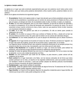 La iglesia o templo católico:
La iglesia es un lugar que está construido especialmente para que nos podamos reunir todos junt