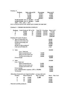 Problem  8
       Products           Sales value at SO         Percentage          Share in JC 
    
X
           137,500