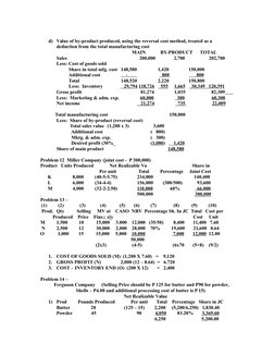 d) Value of by-product produced, using the reversal cost method, treated as a 
deduction from the total manufacturing cost