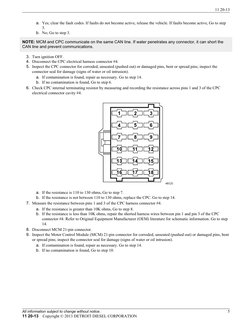 a. Yes; clear the fault codes. If faults do not become active, release the vehicle. If faults become active, Go to step
3.
b.