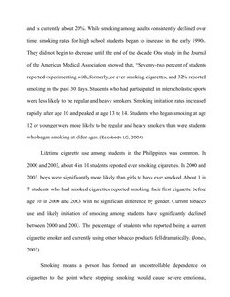 and is currently about 20%. While smoking among adults consistently declined over
time, smoking rates for high school student