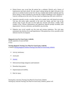 Nursing Care Plan for Gouty Arthritis | PDF | Gout | Arthritis