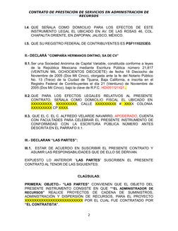 CONTRATO DE PRESTACIÓN DE SERVICIOS EN ADMINISTRACION DE
RECURSOS
I.4. QUE  SEÑALA  COMO  DOMICILIO  PARA  LOS  EFECTOS  DE