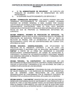 CONTRATO DE PRESTACIÓN DE SERVICIOS EN ADMINISTRACION DE
RECURSOS
a)
SI  “EL  ADMINISTRADOR  DE  RECURSOS”  NO  EJECUTA LOS
T