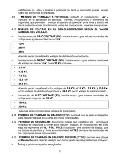 5
establecido en  ellas y situado a potencial de tierra o intermedio pueda  actuar
sobre los elementos energizados.
4.9     M