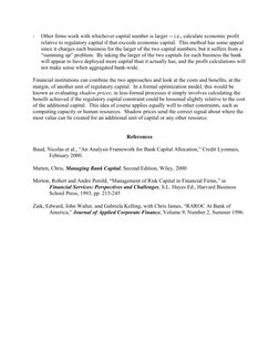 - 
Other firms work with whichever capital number is larger -- i.e., calculate economic profit 
relative to regulatory capita