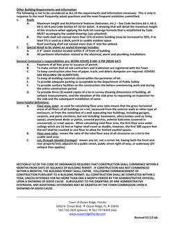 Other Building Requirements and Information 
The following is not to be considered as ALL of the requirements and information