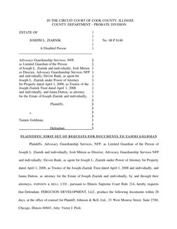 IN THE CIRCUIT COURT OF COOK COUNTY, ILLINOIS 
COUNTY DEPARTMENT - PROBATE DIVISION 
ESTATE OF 
JOSEPH L. ZIARNIK 
A Disabled