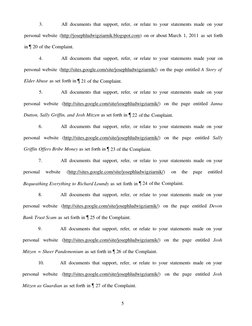 3. 
All documents that support, refer, or relate to your statements made on your 
personal website (http://josephludwigziarni