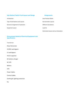 Sub-Station/ Switch Yard Layout and Design
Introduction
Type of Sub-Stations and Layouts
General arrangement of substation
Eq