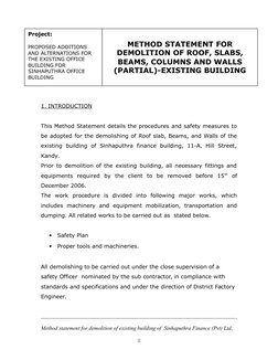 Demolition Method Statement for Sinhaputhra | PDF | Demolition ...
