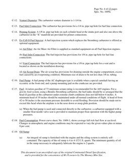 Continental A65 Engine Specifications | PDF | Carburetor | Fuel Injection