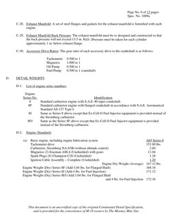 Continental A65 Engine Specifications | PDF | Carburetor | Fuel Injection