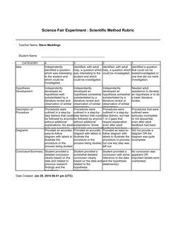 Science Fair Rubric for Experiments | PDF | Scientific Method | Observation