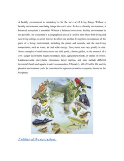 A healthy environment is mandatory to for the survival of living things. Without a 
healthy environment non-living things als