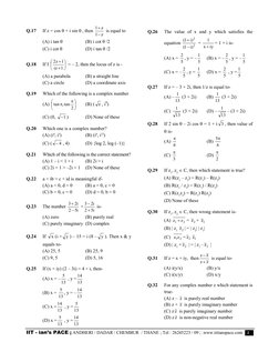 IIT - ian’s PACE ; ANDHERI / DADAR / CHEMBUR  / THANE ; Tel : 26245223 / 09 ; .www.iitianspace.com    2 
Q.17 
If z = cos +