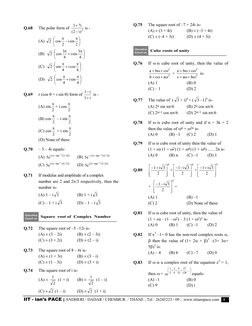 IIT - ian’s PACE ; ANDHERI / DADAR / CHEMBUR  / THANE ; Tel : 26245223 / 09 ; .www.iitianspace.com    5 
Q.68 
The polar form