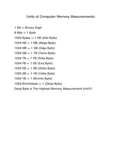Computer Memory Measurement Units | PDF
