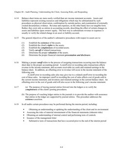 Chapter 06 - Audit Planning, Understanding the Client, Assessing Risks, and Responding
6-14
Balance sheet items are more easi