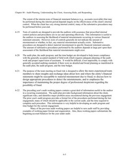 Chapter 06 - Audit Planning, Understanding the Client, Assessing Risks, and Responding
The extent of the interim tests of fin