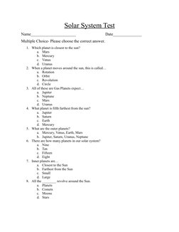 Solar System Quiz for Kids | PDF | Planets | Jupiter