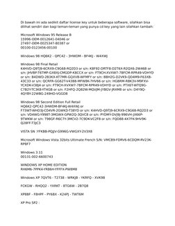 Di bawah ini ada sedikit daftar license key untuk beberapa software, silahkan bisa 
dilihat sendiri dan bagi teman-teman yang