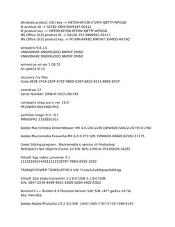 Windows product (CD) key -> HBTD9-6P338-XT2MV-QBTTF-WPGGB
IE product ID -> 52782-OEM-0009147-00112
IE product key -> HBTD9-6P