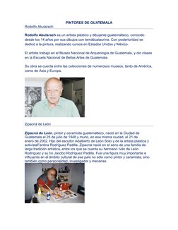 PINTORES DE GUATEMALA
Rodolfo Abularach
Rodolfo Abularach es un artista plástico  (http://es.wikipedia.org/wiki/Artista_pl%C3