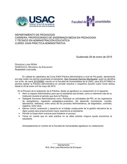 DEPARTAMENTO DE PEDAGOGÍA
CARRERA: PROFESORADO DE ENSEÑANZA MEDIA EN PEDAGOGÍA
Y TÉCNICO EN ADMINISTRACIÓN EDUCATICA
CURSO: E