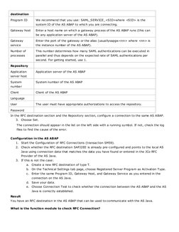 destination 
Program ID 
We recommend that you use: SAML_SERVICE_<SID>where <SID> is the 
system ID of the AS ABAP to which y