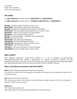 2.Hostname 
3.RFC User / Password 
4.RFC user authorizations 
 
RFC Tables 
For tRFC outbound the tables used are ARFCSSTATE