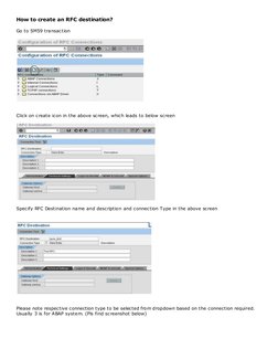 How to create an RFC destination? 
Go to SM59 transaction 
 
 
 
 
Click on create icon in the above screen, which leads to b