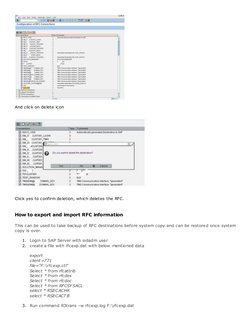 And click on delete icon 
 
 
 
 
 
Click yes to confirm deletion, which deletes the RFC. 
 
How to export and import RFC
