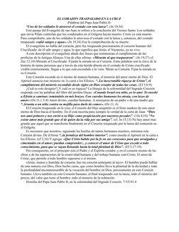 EL CORAZÓN TRASPASADO EN LA CRUZ 
-Palabras del Papa Juan Pablo II- 
“Uno de los soldados le atravesó el costado con una lanz