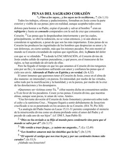 PENAS DEL SAGRADO CORAZÓN 
“...Vino a los suyos... y los suyos no lo recibieron...”. (Jn 1,11) 
Todos los trabajos, ofensas y
