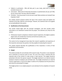 7 
 
 Subjects or participants - Who will take part in your study, what kind of sampling 
procedure do you use?  
 Instru